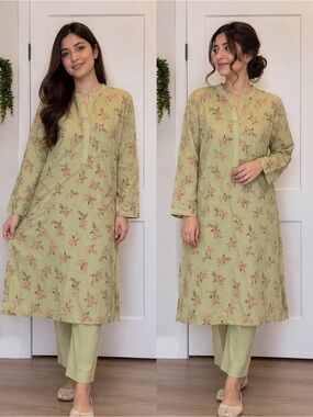 EGO Light Green Tunic with Pink Floral Print